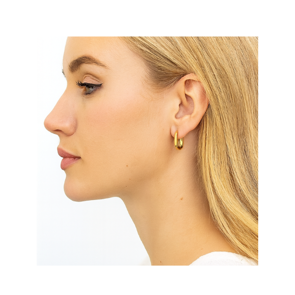 Arracada Chapa Oval 14.5x10mm Dorado