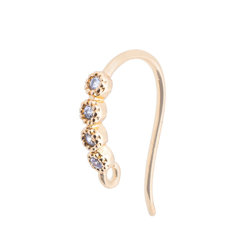 Gancho para Arete con Circonia 17.5x2.5mm Dorado