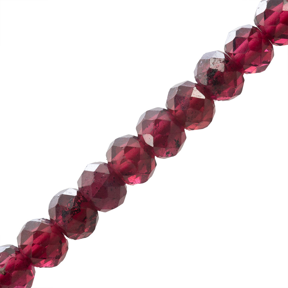 Granate Rondela Facetada 3x4mm Rojo