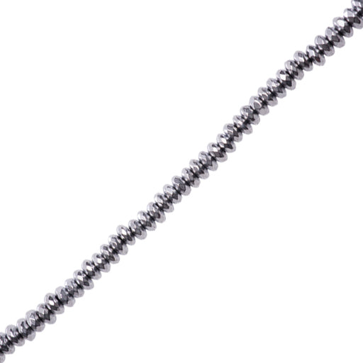 Hematita Rondela Facetada 2x4mm Plateado