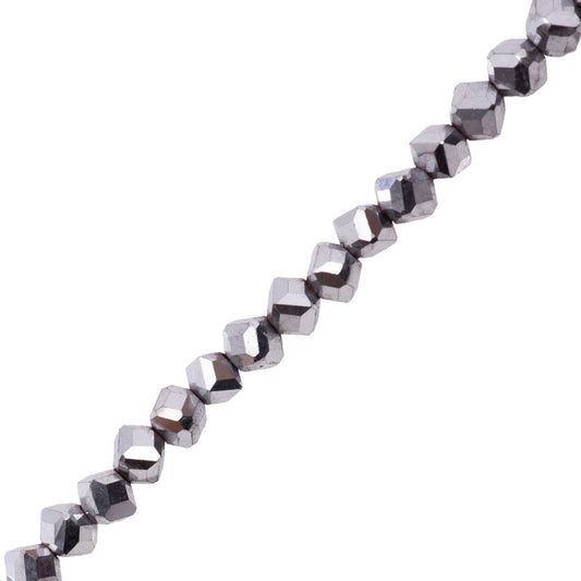 Hematita Cubo Facetado Transversal 3x3mm Plateado