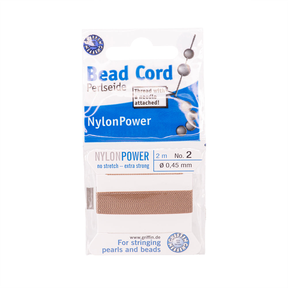 Hilo Nylon Para Perla Con Aguja .45mm Beige