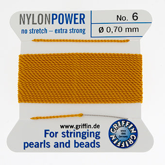 Hilo Nylon Para Perla con Aguja 0.7mm Amarillo