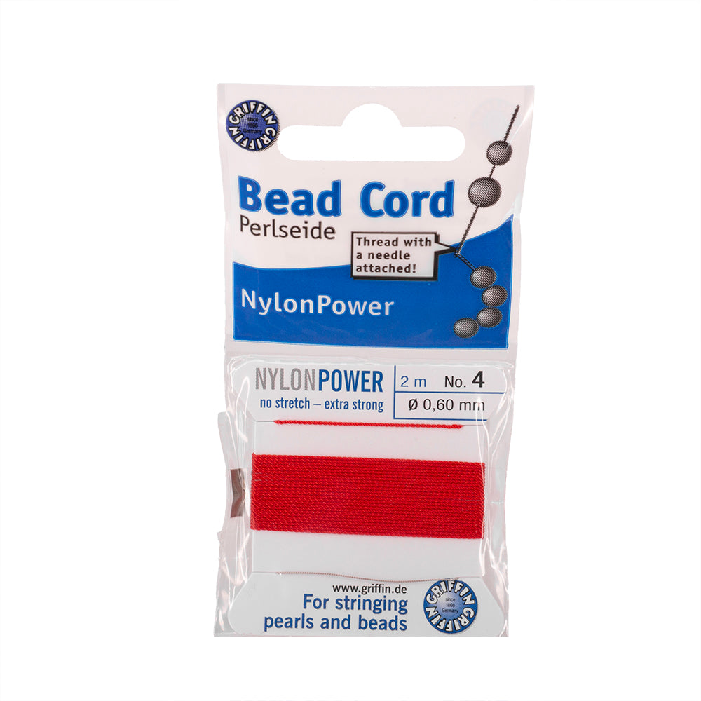 Hilo Nylon Para Perla con Aguja 0.6mm Rojo