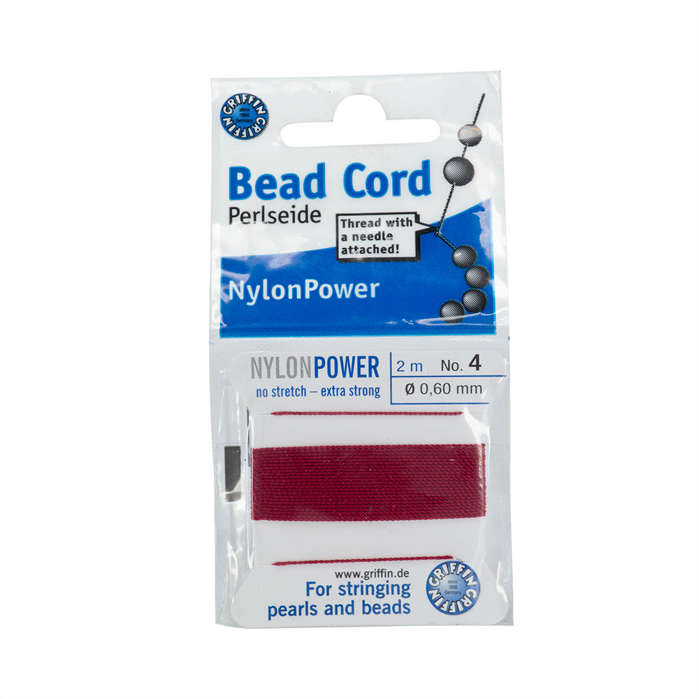 Hilo Nylon Para Perla con Aguja 0.6mm Rojo