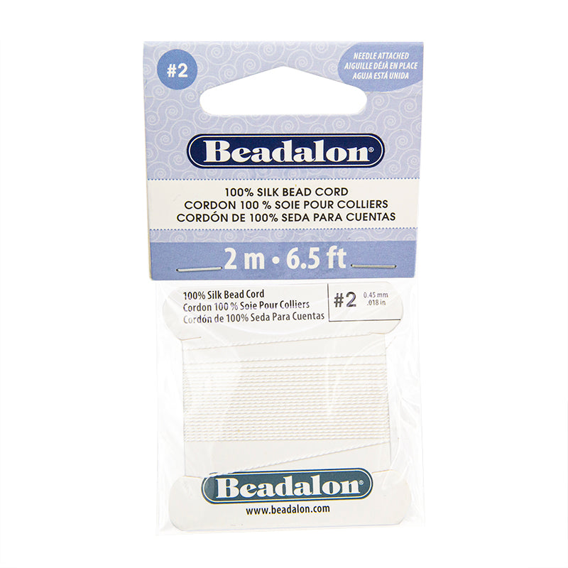 Hilo de Seda Para Perla con Aguja .45mm Blanco