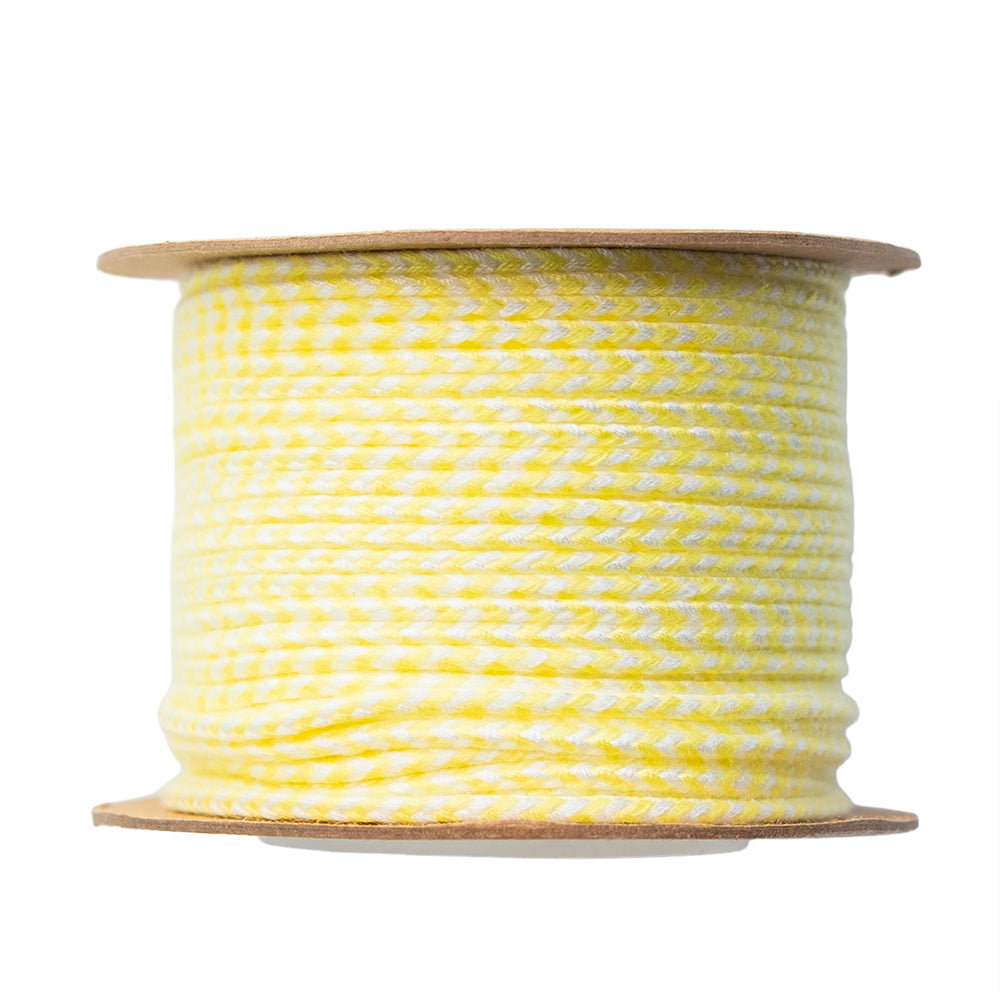 Cordón Poliéster Redondo Trenzado Amarillo y Blanco 1.5mm Bicolor