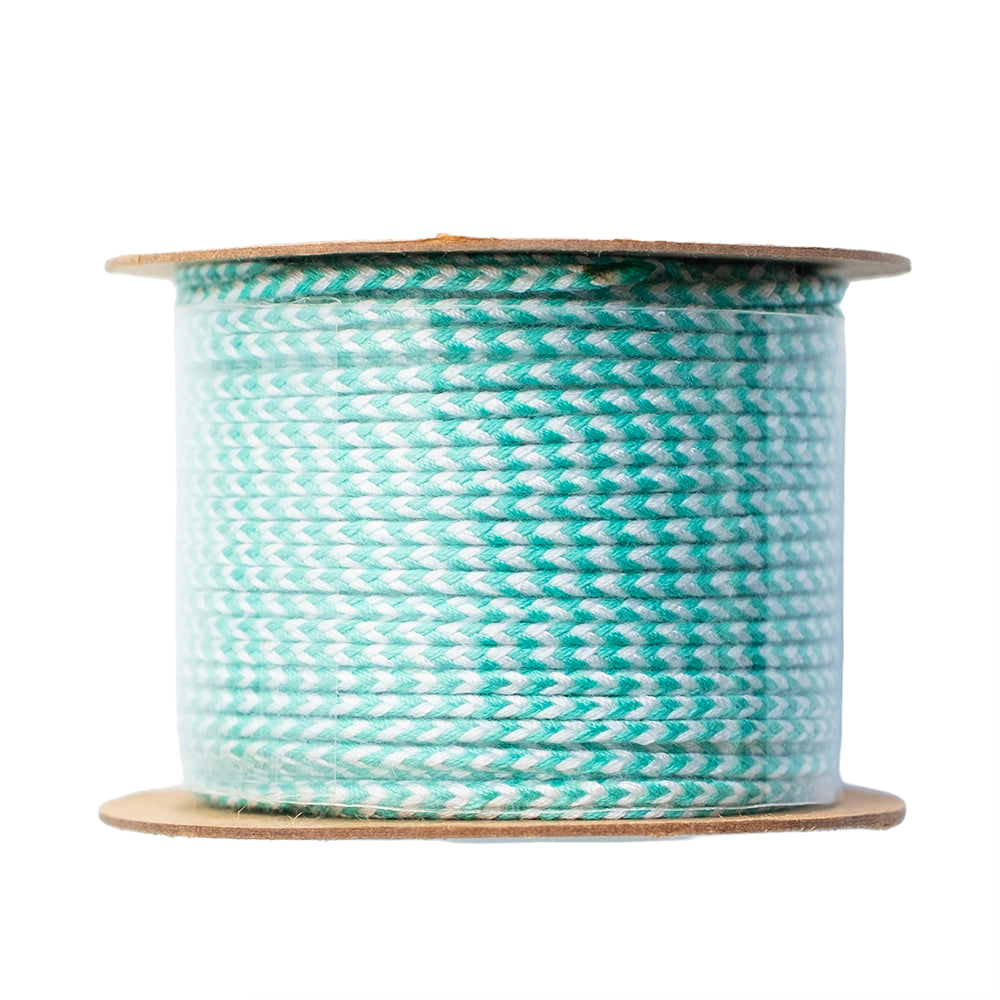 Cordón Poliéster Redondo Trenzado Verde y Blanco 1.5mm Bicolor