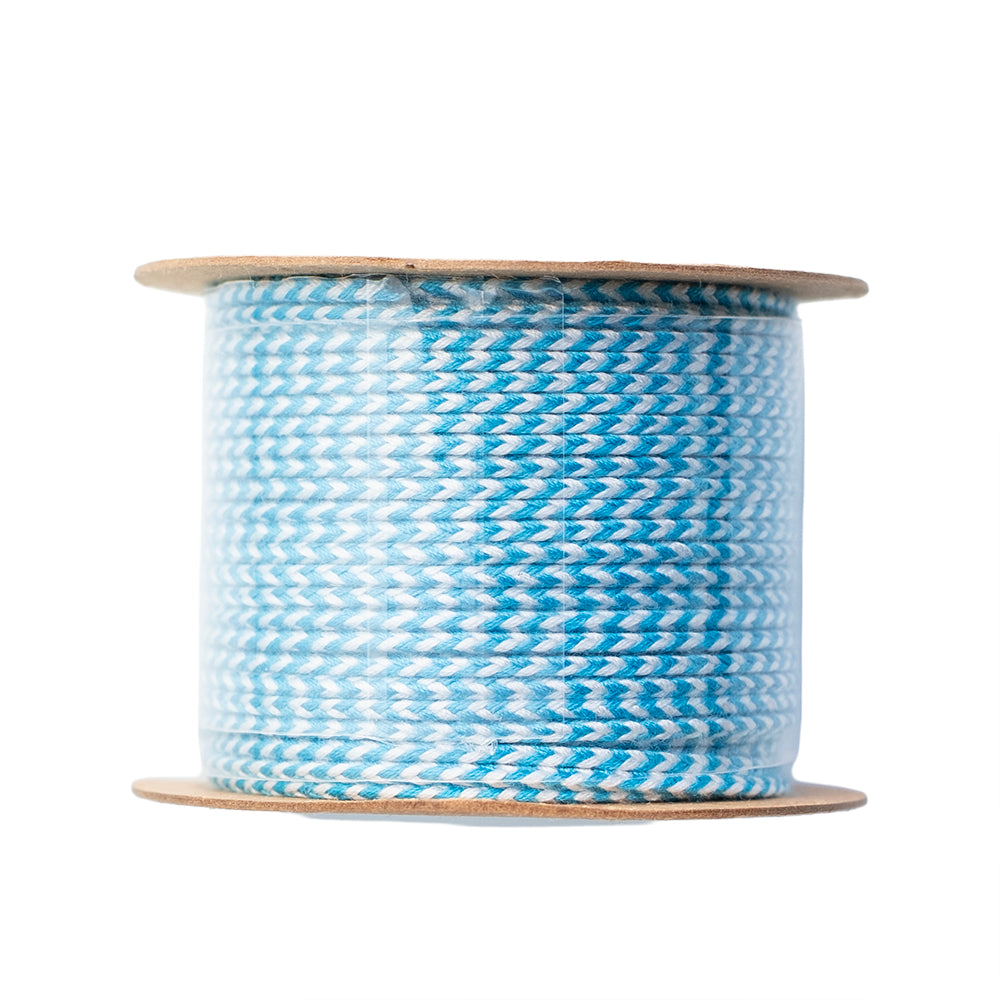 Cordón Poliéster Redondo Trenzado Azul y Blanco 1.5mm Bicolor