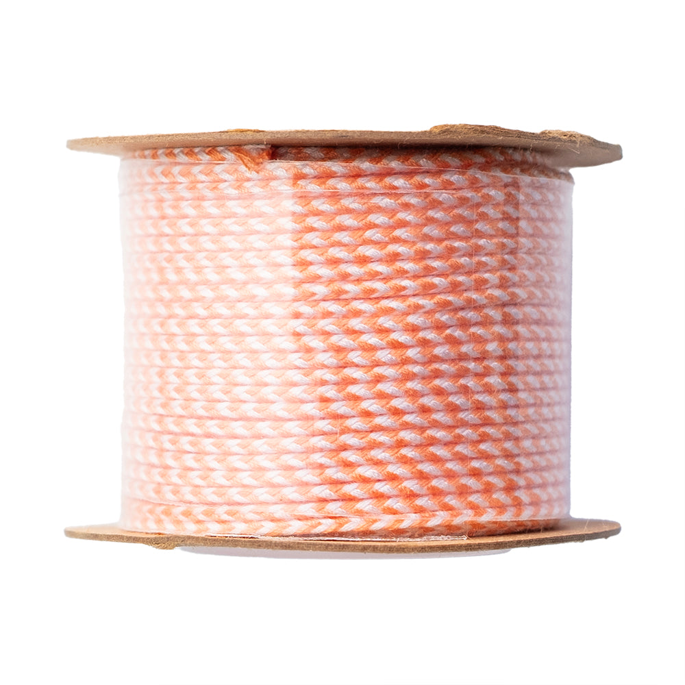 Cordón Poliéster Redondo Trenzado Naranja y Blanco 1.5mm Bicolor