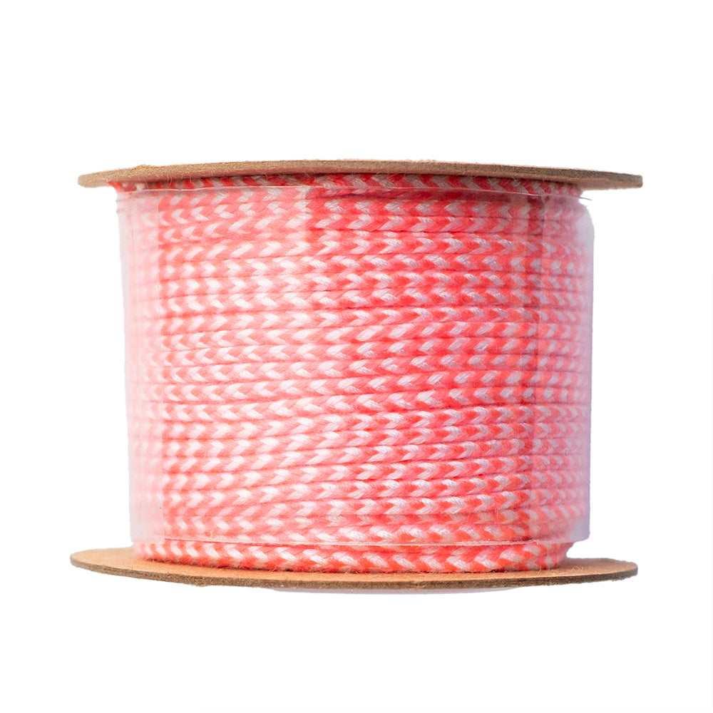 Cordón Poliéster Redondo Trenzado Rosa y Blanco 1.5mm Bicolor
