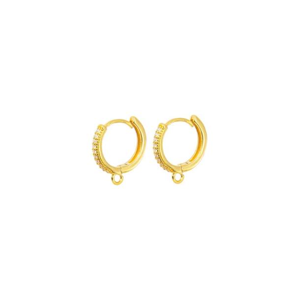 Arracada Redonda c/Circonia 15.7x13.7mm Dorado Brillante