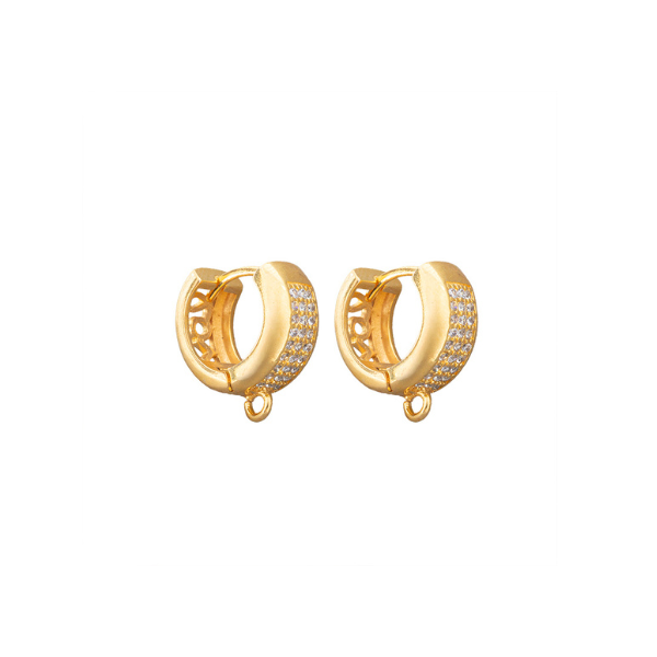 Arracada Redonda c/ Circonia Love 14.8x13.5mm Dorado Brillante
