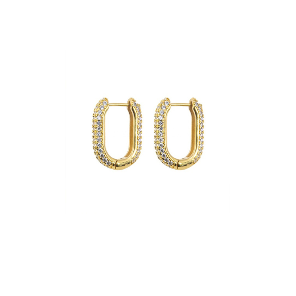 Arracada Rectangular c/Circonia 21.1x15.5mm Dorado Brillante