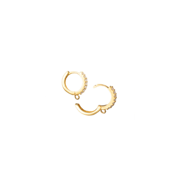 Arracada Redonda c/Circonia 15.4x14.4mm Dorado Brillante