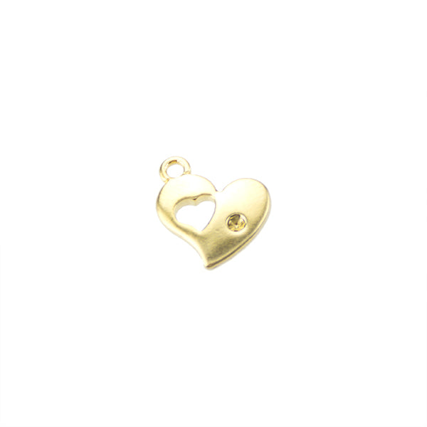 Mini Dije Chapa Corazon 14x13mm Dorado Satinado