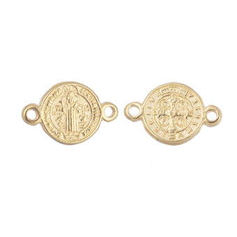 Mini Separador Chapa Religioso San Benito 8x12.5mm Dorado Satinado