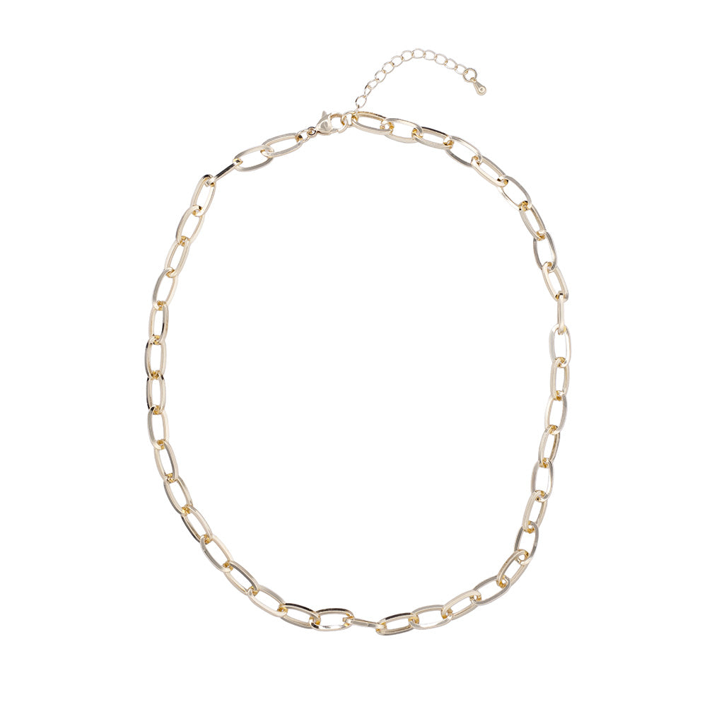 Collar Eslabón Oval 8.5X5.5mm con Extensión Dorado