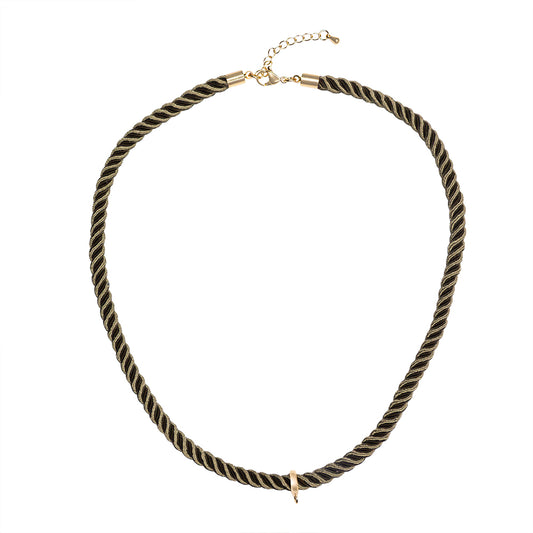 Collar Cordón Trenzado con Pasacadena y Extencion Verde Militar