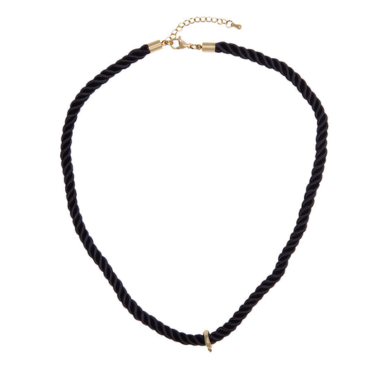 Collar Cordón Trenzado con Pasacadena y Extencion Negro