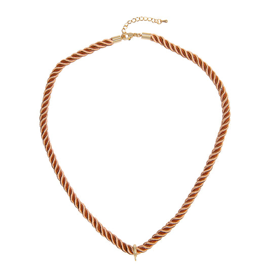 Collar Cordón Trenzado con Pasacadena y Extencion Dorado