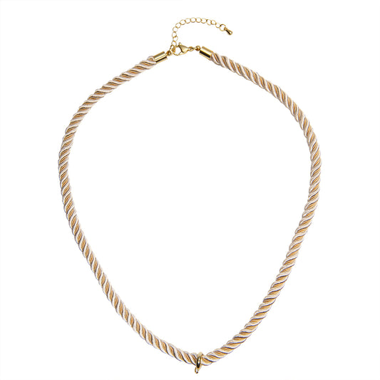 Collar Cordón Trenzado con Pasacadena y Extencion Beige