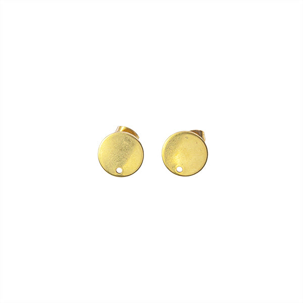 Poste Para Arete Cabeza Plana 12mm Dorado Brillante