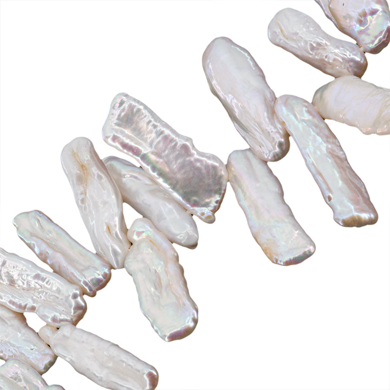 PF Perla Cultivada Estaca Perforación Superior 6-9x14-22mm Blanco