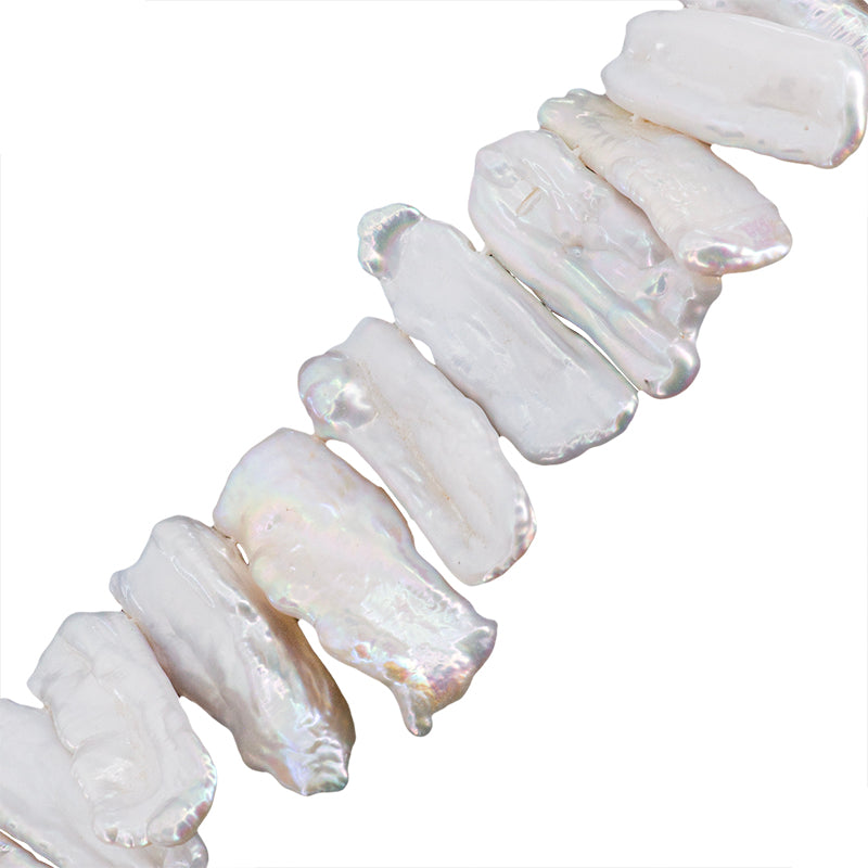 PF Perla Cultivada Estaca Perforación Superior 6-9x16-25mm Blanco