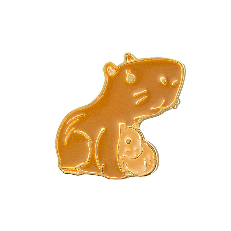 Pin Mamá Capibara con Resina 24x29mm Dorado