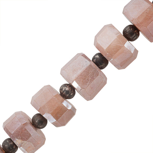 Piedra Luna Rondela Facetada 8.5x3.5mm Rosa
