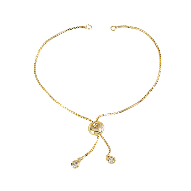 Pulsera Ajustable con Circonia 1mm Dorado