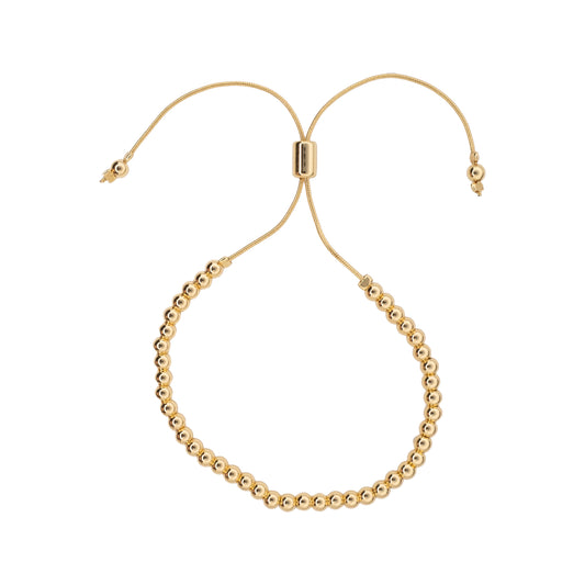 Pulsera Cola de Rata con Esfera 4mm Ajustable Dorado