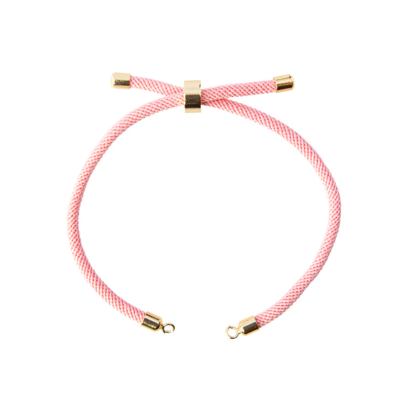 Pulsera Poliester Rosa 19cm Dorado