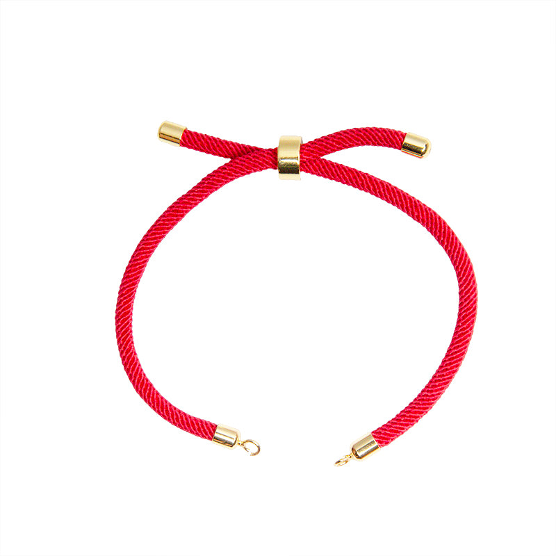 Pulsera Poliester Rojo 19cm Dorado