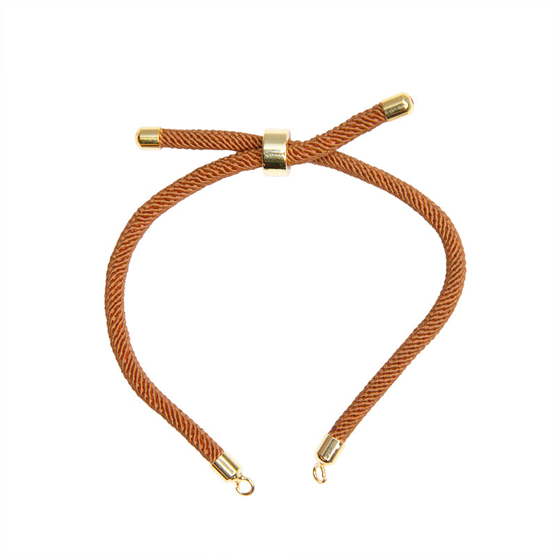 Pulsera Poliester Cafe 19cm Dorado