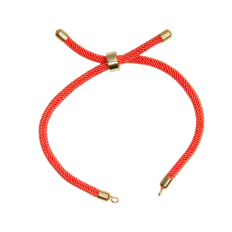 Pulsera Poliester Naranja 19cm Dorado