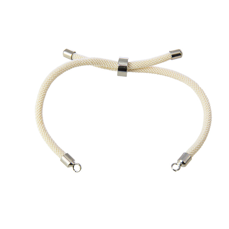 Pulsera Poliester Beige 19cm Niquel