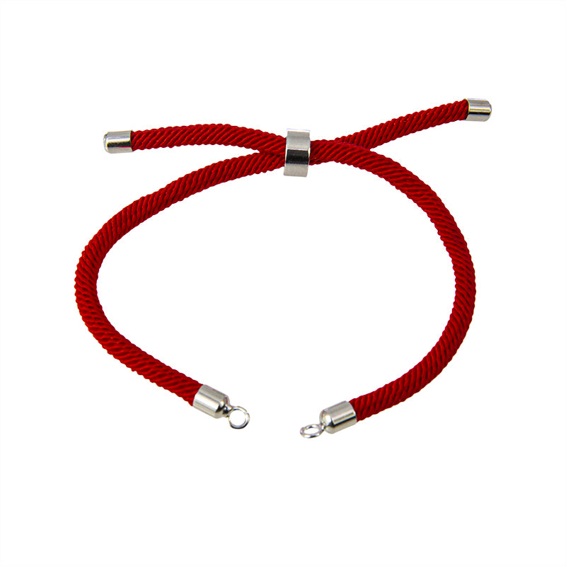 Pulsera Poliéster Rojo Intenso 19cm Níquel