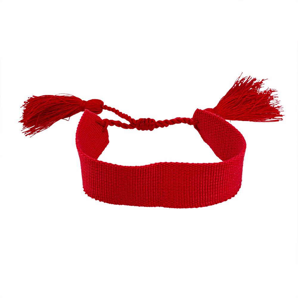 Pulsera Tejida con Motita Roja