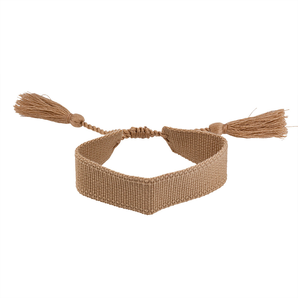 Pulsera Tejida con Motita Beige