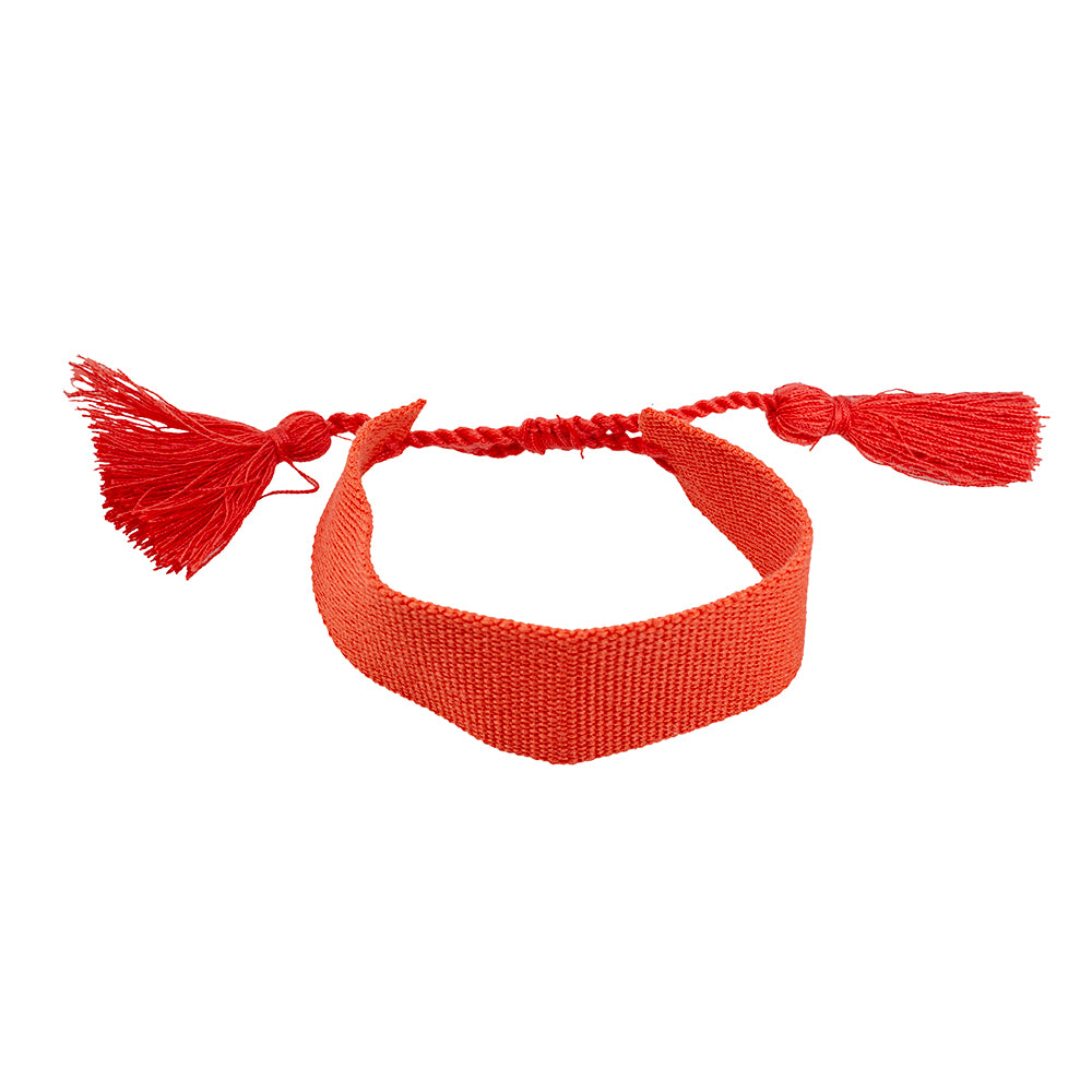 Pulsera Tejida con Motita Naranja