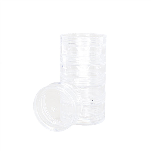 Contenedor Redondo Apilable 5 Compartimentos 8.5x4cm Transparente