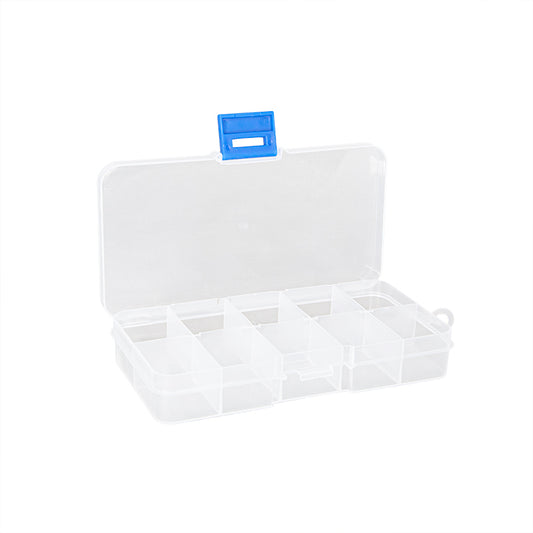 Contenedor Rectangular 10 Compartimentos 13x6.5cm Transparente