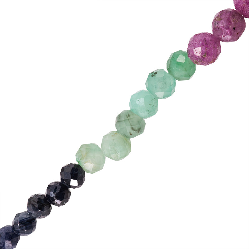 Rubi Zafiro Esmeralda Esfera Facetada Irregular 2-3mm Multicolor