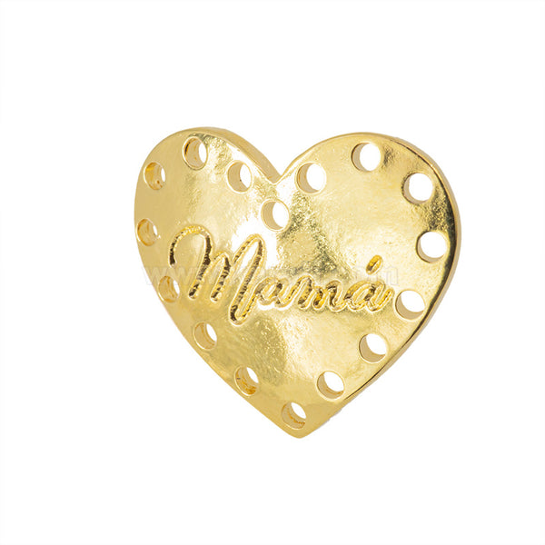 Separador Chapa Corazón Mamá 22.4x19mm Dorado
