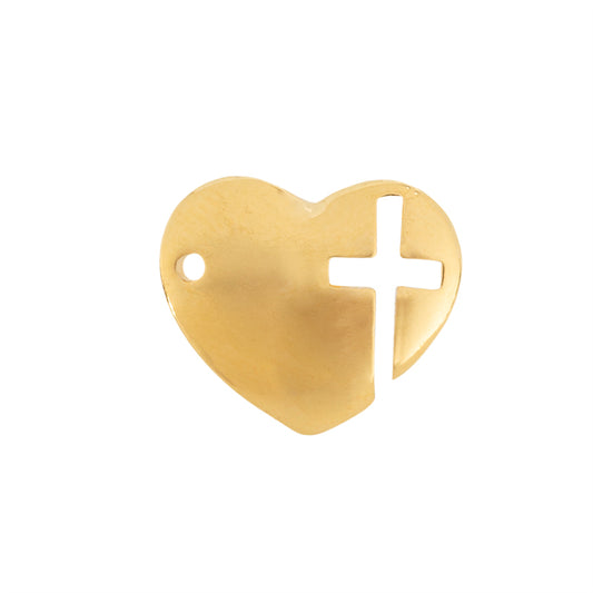 Separador Chapa Corazon con Cruz 17.5x15mm Dorado