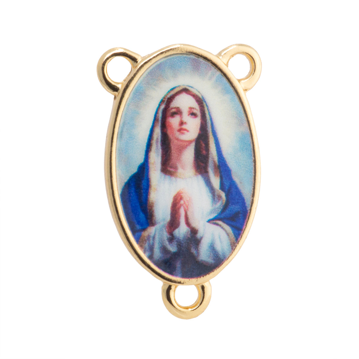 Conector Rosario Virgen con Impresión 22.5x13mm Dorado
