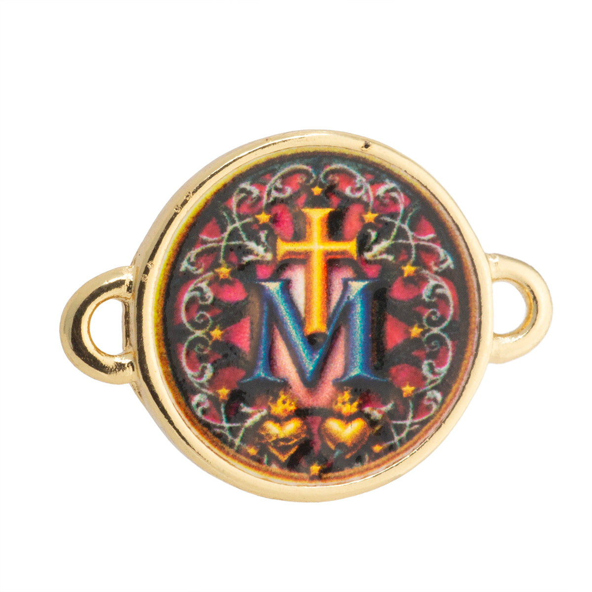 Conector Virgen Milagrosa con Impresión 20x15mm Dorado