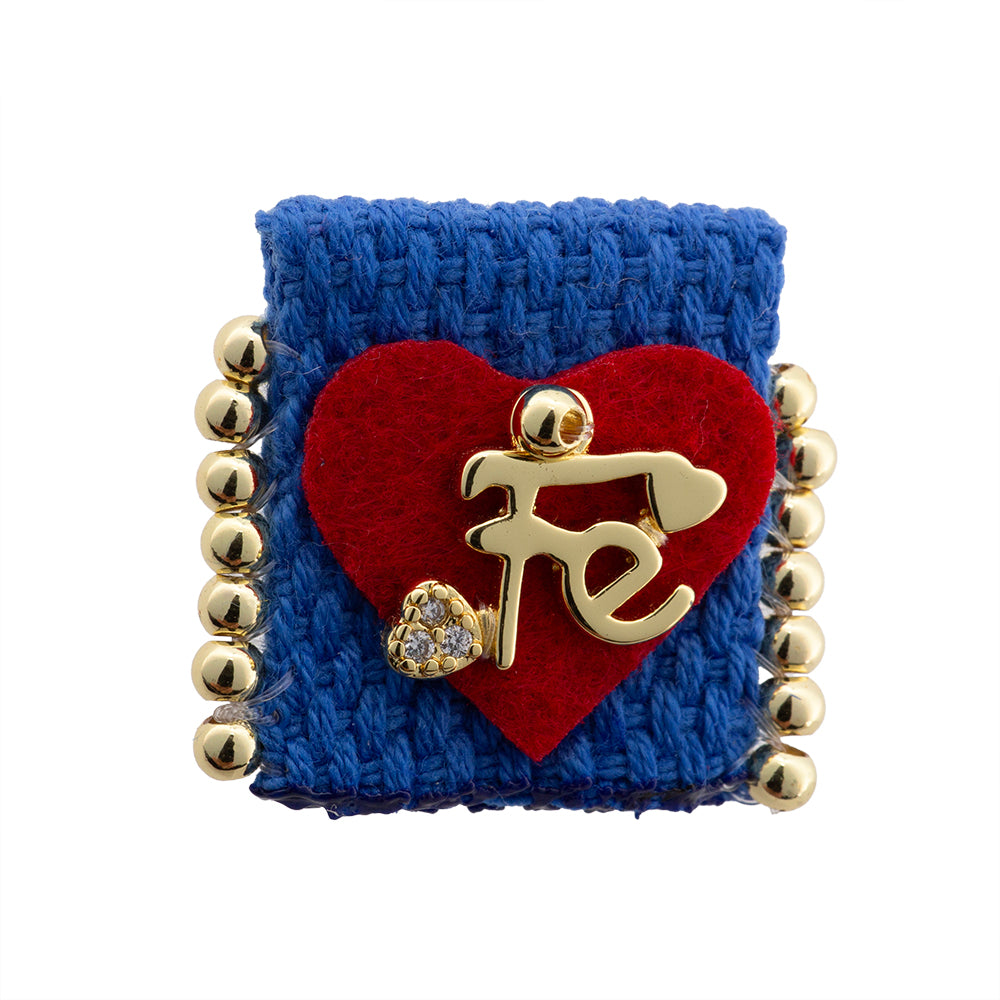 Separador Bordado Fe 25mm Azul